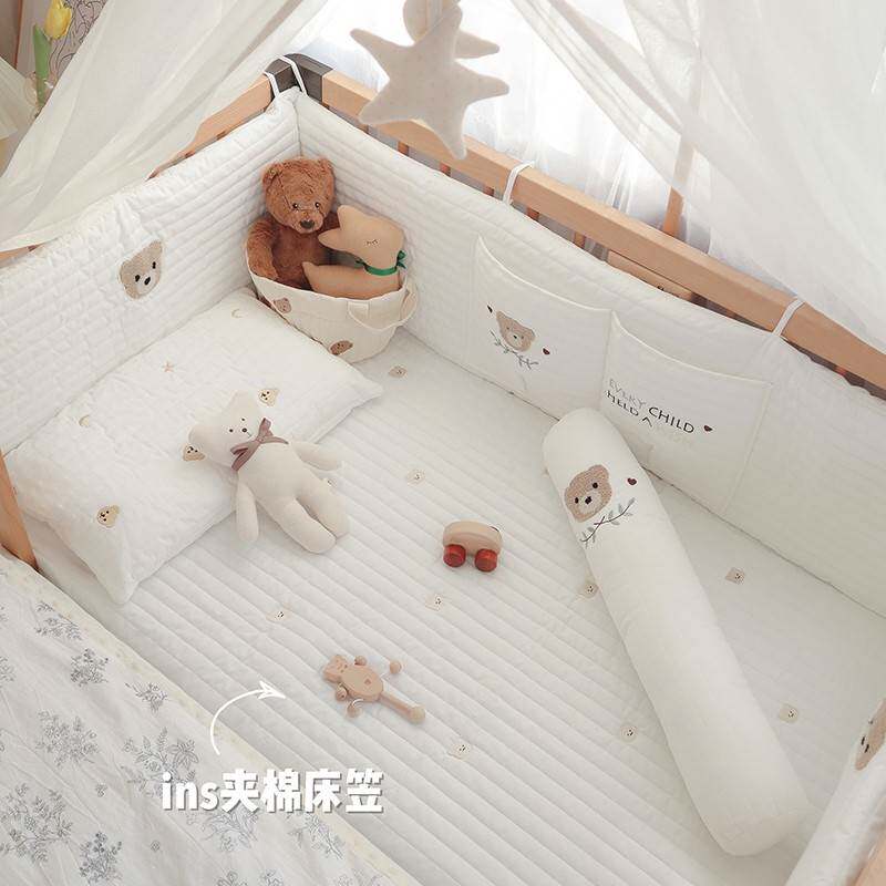 Baby beds in air collision prevention baby pure cotton soft baby splice bedding products shard type can be removed