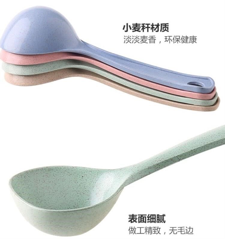 Wheat straw spoon tableware plastic spoon household long handle porridge spoon large kitchen soup spoon long handle porridge spoon