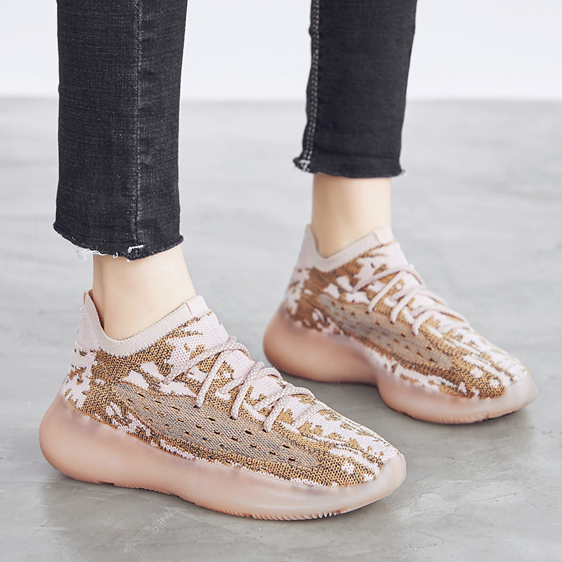 Official Net Coconut Shoes Women 2021 Spring New 350V Flying Weave Breathable Sneaker Jelly Bottom Women's Shoes