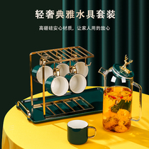 Island Deer Cold Kettle Suit Cool Kettle Living Room Home Water Glass Suit Glass Domestic High Temperature Resistant Large Capacity Explosion Proof