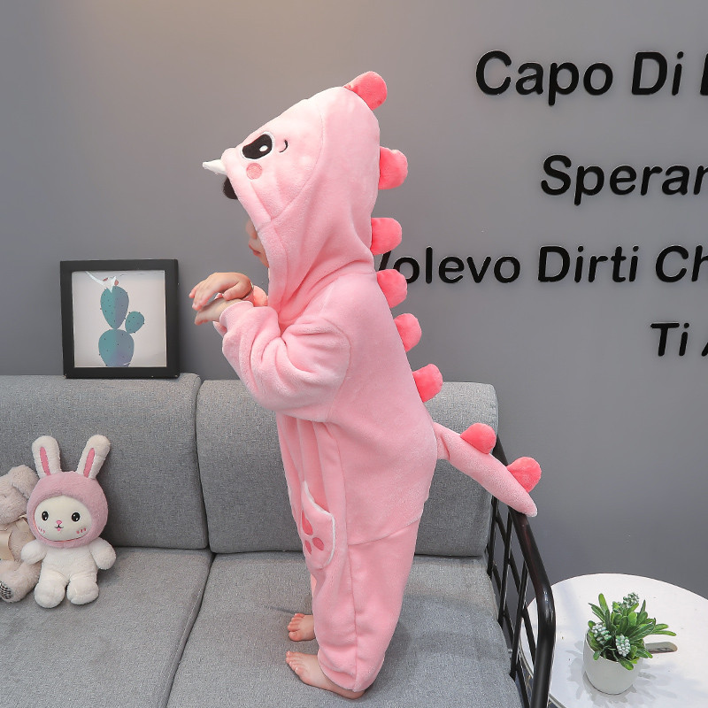 Girls' Jumpsuit Flannel Baby Autumn and Winter Pajamas Girls' Winter Coral Velvet Sleeping Bag Dinosaur Home Clothes Girls' Jumpsuit Flannel Baby Autumn and Winter Pajamas Girls' Winter Coral Velvet Sleeping Bag Dinosaur Home Clothes