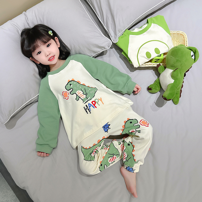 Girls' Pajamas Spring and Autum 2026 New Pure Cotton Class a Long-Sleeved Thin Kidsren's Dinosaur Suit Baby Home Clothes Girls' Pajamas Spring and Autum 2026 New Pure Cotton Class a Long-Sleeved Thin Kidsren's Dinosaur Suit Baby Home Clothes