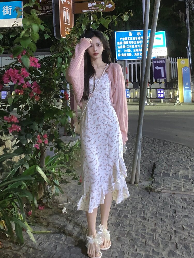 A Sweet Peach Yikett Flower and Sea Chapter Cherry Blossom Manor Summer Sweet Pure Desire Lace Fishtail Dress