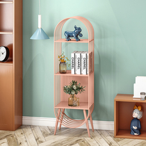 Nordic small bookshelf shelf floor living room simple childrens room curved narrow seam multi-layer creative iron storage cabinet