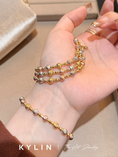 Qili | Итальянский доступный роскошный многофункциональный диско -флэш -лазерный бусин Трехцветный серебряный рука усовершенствование женского серебряного стека S925