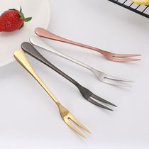 Stainless steel fruit fork for home use creative gold-plated thickened fork Western dessert cake fork can be printed with logo