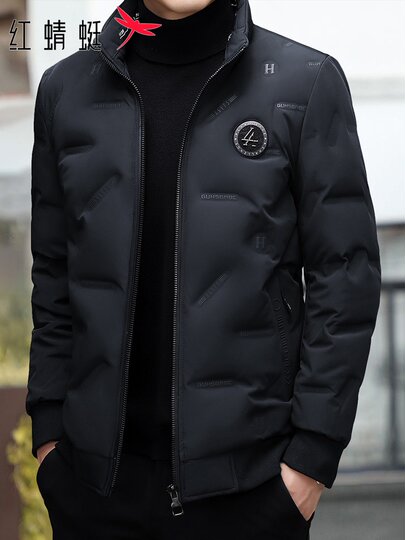 Red Dragonfly down Jacket Men's Winter New Thickened Warm Stand Collar Top Trendy Casual Lightweight Jacket for Men