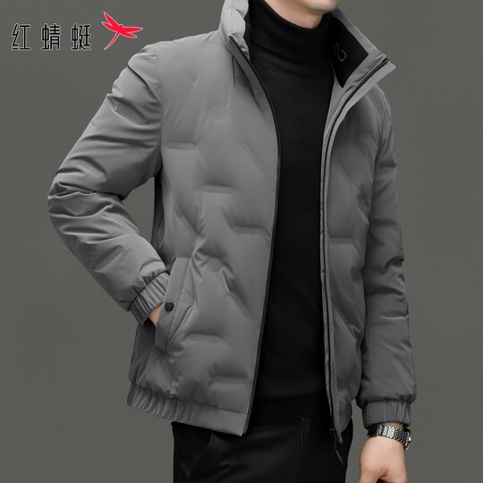 Red Dragonfly Lightweight down Jacket for Men 2025 Winter New Casual Warm Top Trendy Stand Collar Coat for Men
