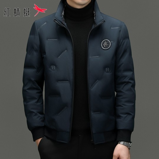 Red Dragonfly down Jacket Men's 2025 Winter New Stand Collar down Jacket Casual Lightweight Warm Jacket Men's Trendy