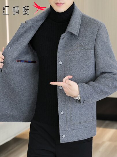 Мужское шерстяное пальто Red Dragonfly, новая осенне-зимняя модель, модная повседневная куртка с лацканами для мужчин.