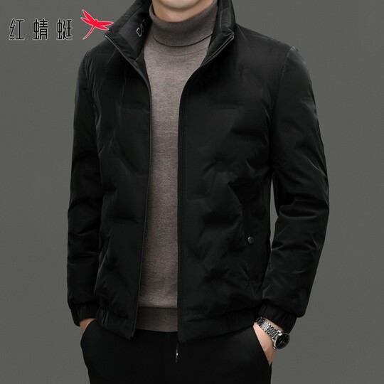 Red Dragonfly Lightweight down Jacket for Men 2025 Winter New Casual Warm Top Trendy Stand Collar Coat for Men