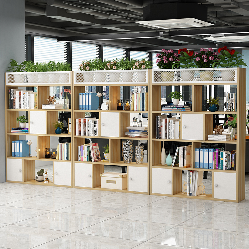 Office Partition Cabinet File Cabinet Double-Sided Hollow Screen Flower Trough Cabinet Wooden Low Cabinet Locker Display Rack Floor-Standing