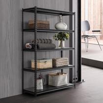 Home Shelving Rack Warehouse Storeroom Black Shelf Warehousing Light Angle Steel Storage Iron Shelf