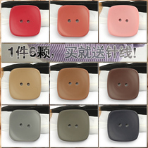 Colored square coat button knit cardigan front breasted sweater trench coat suit cufflinks resin two-eyed decorative buckle