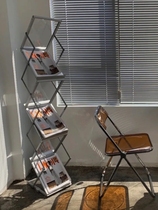 Sales department folding information rack Used magazine rack Net red newspaper rack Clothing store bookshelf ins wind simple design