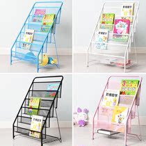 Childrens bookshelf picture book stand Fashion book shelf Nordic magazine storage rack Simple wrought iron picture book bookshelf landing