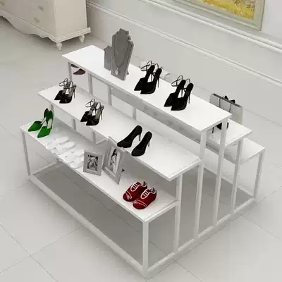 Nordic minimalist island display rack high and low running water table shoe store display table modern shopping mall bag display rack