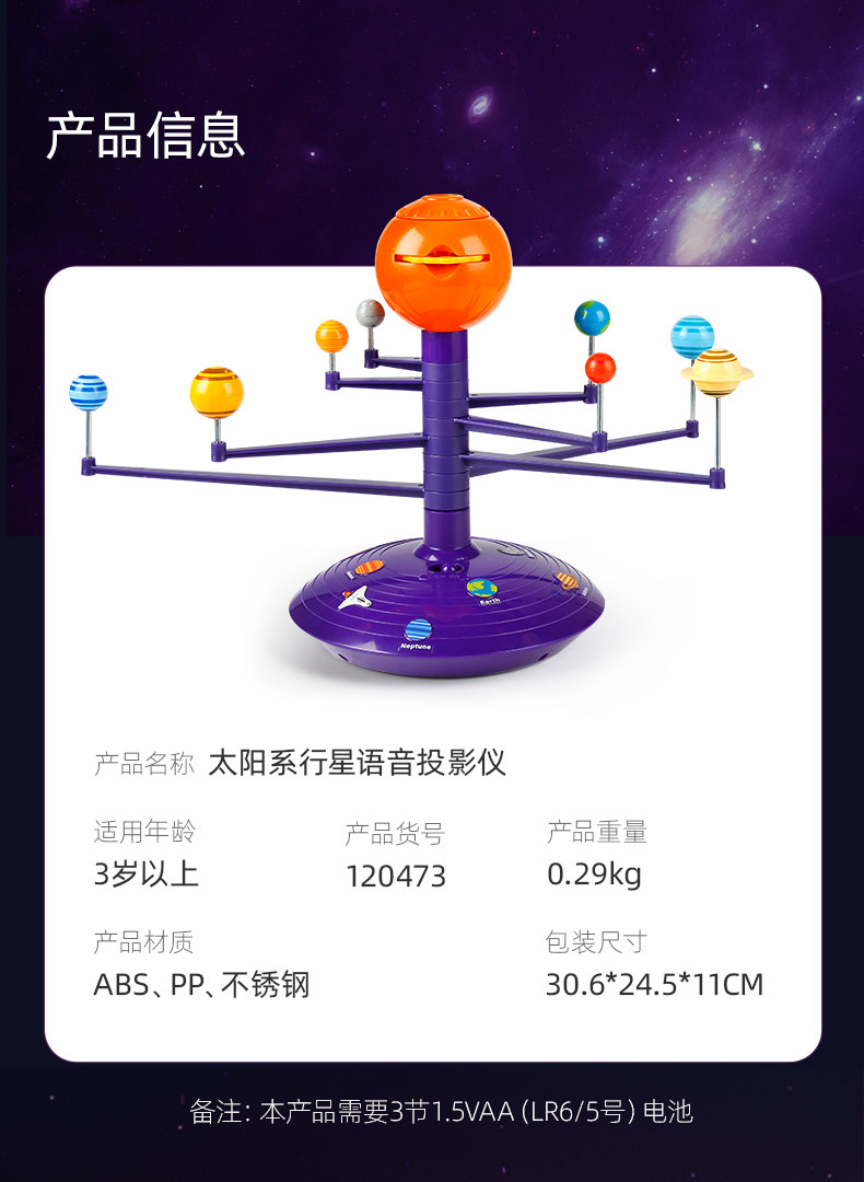 【中國直郵】Science can科學罐頭 太陽系行星語音投影機兒童宇宙模擬玩具