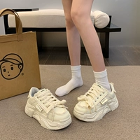[超火小白鞋女2024新款春夏季系带厚底增高百搭爆款老爹鞋休闲板鞋]