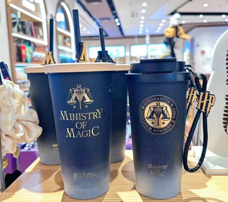 Authentic Miniso Harry Potter Series Black Gold Double-Layer Coffee Steel Cup with Double-Layer Straw, Portable and Convenient Authentic Miniso Harry Potter Series Black Gold Double-Layer Coffee Steel Cup with Double-Layer Straw, Portable and Convenient