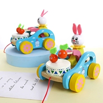 Drag toddler toy pull cart baby toddler tractor pull cart childrens hand pull rope pull cord toy car pull rope toy car