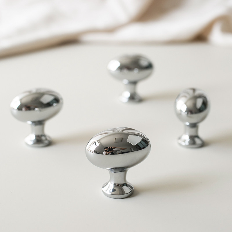 Italian French high-end solid pure brass wardrobe handle silver electroplating furniture drawer cabinet door single hole small handle