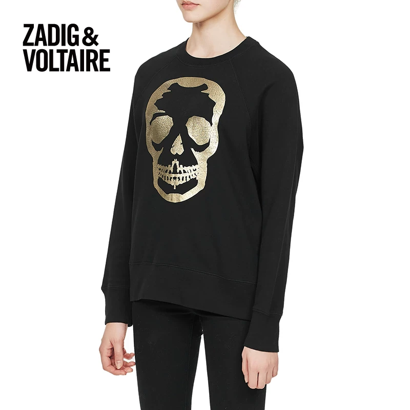 Свитшот женский Zadig & Voltaire с круглым вырезом, повседневный стиль, тренд, горячая штампованный принт черепа 7120FD