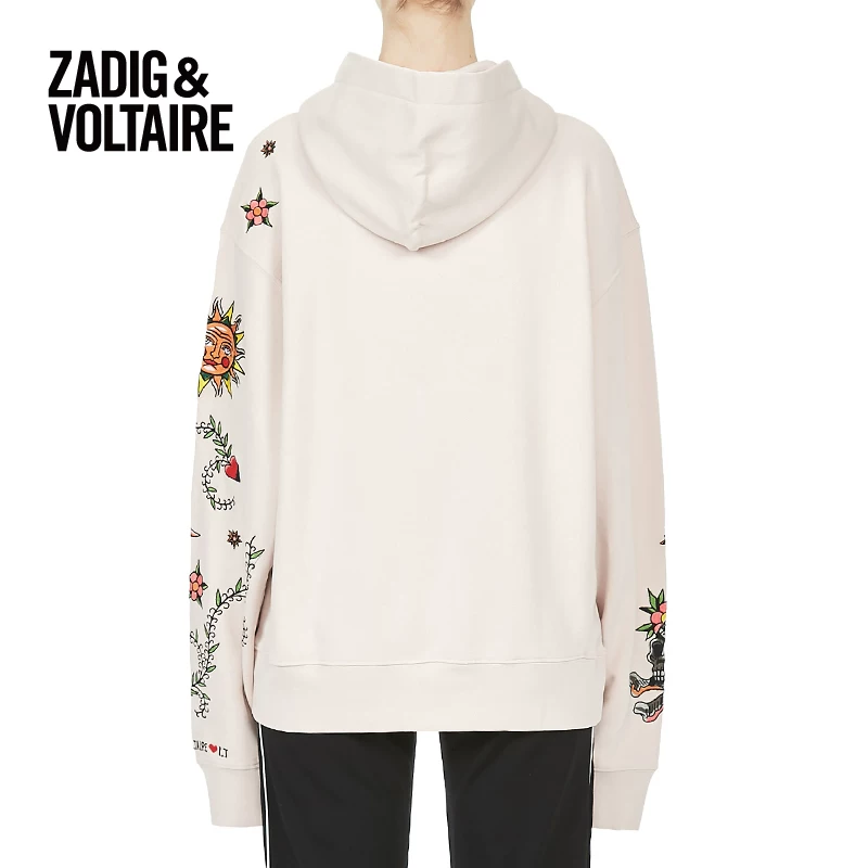 Свитер женский с капюшоном Zadig & VOLTAIRE повседневный уличный стиль многошовный декоративный карман кенгуру 7129FD