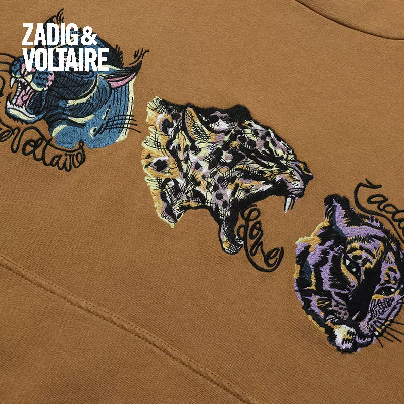 Женский свитер с капюшоном Zadig & VOLTAIRE в повседневном стиле, вышивка символов животного и буквы, комфорт TS7120ff