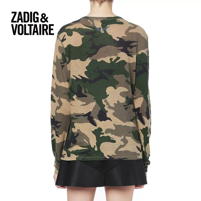 Женская футболка Zadig &amp; Voltaire с круглым воротом, длинный рукав, модная повседневная линия, комфортный приталенный TP1816FD