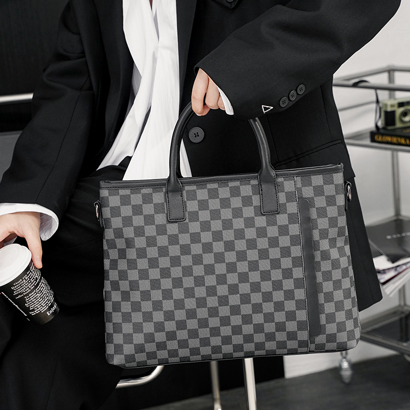 Hong Kong I Tgreg men's handbag new office bag casual business briefcase plaid computer file bag