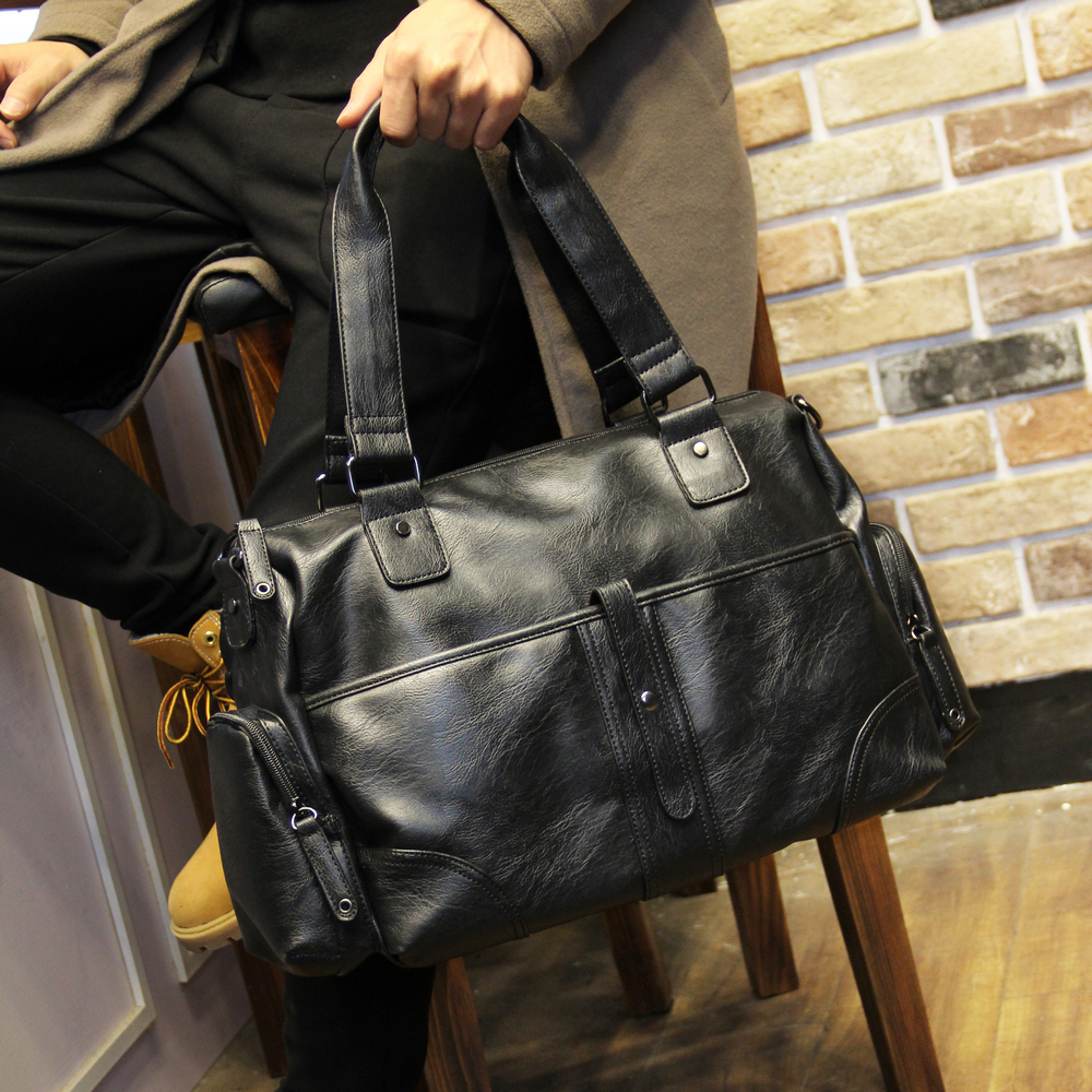 Hong Kong I Tgreg handbag large-capacity business fashion casual leather men's travel bag shoulder messenger bag
