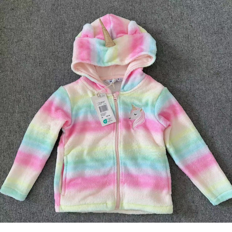 Super Beautiful Foreign Brand Girls' Cartoon Embroidered Unicorn 2025 Autumn/Winter New Rainbow Fleece Zip-Up Jacket Super Beautiful Foreign Brand Girls' Cartoon Embroidered Unicorn 2025 Autumn/Winter New Rainbow Fleece Zip-Up Jacket