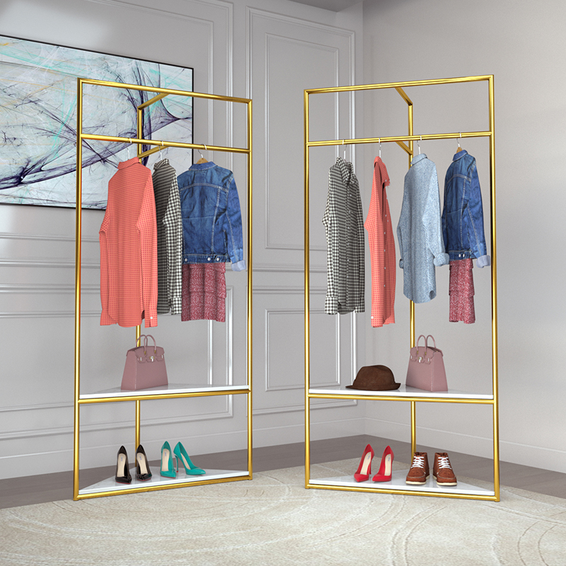 Ins net red corner light luxury coat rack marble metal hanger Nordic bedroom wall corner coat rack