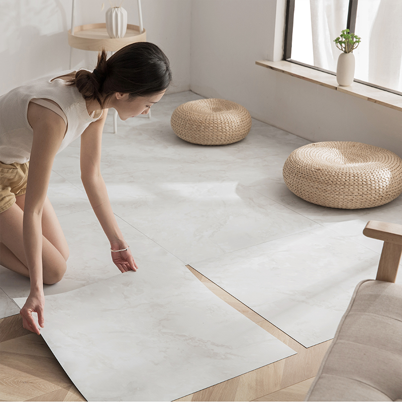 PVC self-adhesive floor leather stickers ins Net red retro simple marble Japanese floor tiles stickers rental house shop