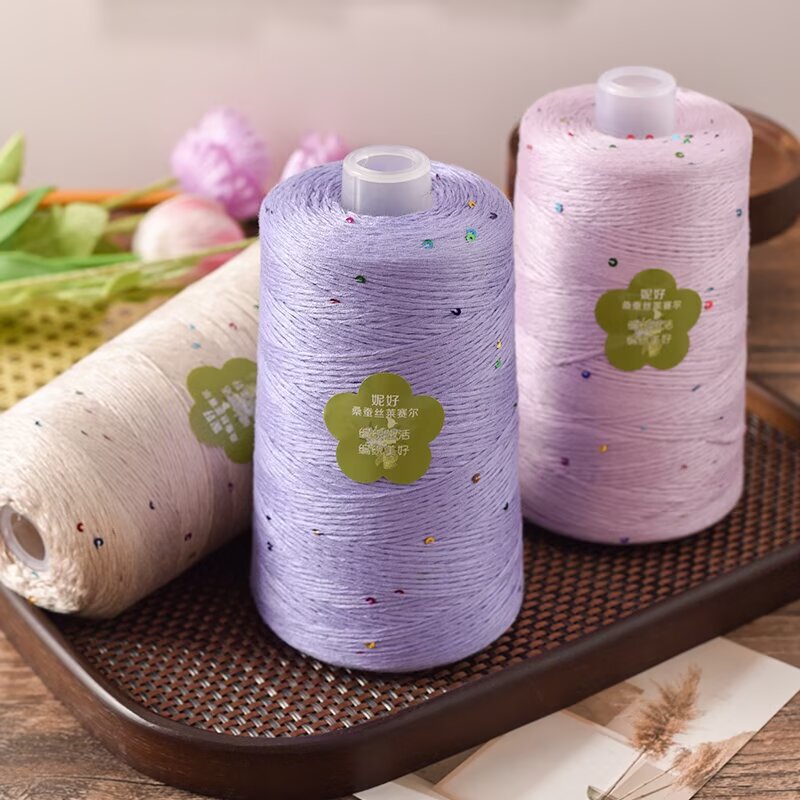 Silk Lyocell Handmade DIY Knitting Tencel Linen Lace Sequin Yarn Crochet Summer Shawl Yarn Ball