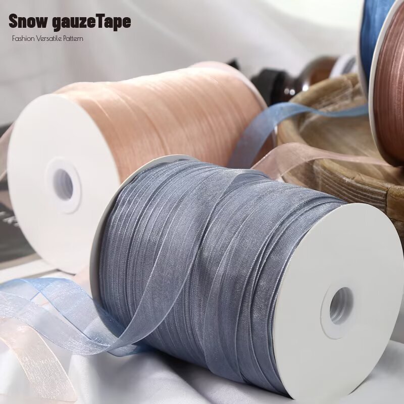 Chiffon Yarn 1.5cm Ribbon Thread Handmade DIY Knitting Yarn Ball Crochet Hat Transparent Decorative Bow Ribbon Thread