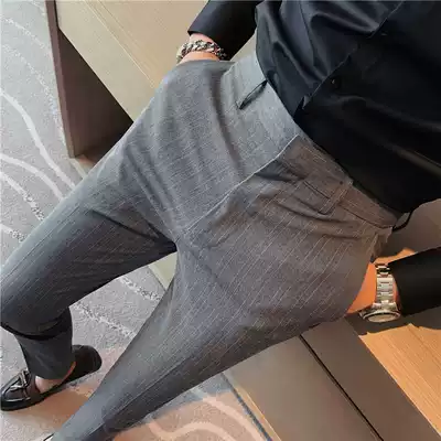 Spring dress new vertical stripe trousers men slim pipe pants Korean business casual suit trousers men casual pants