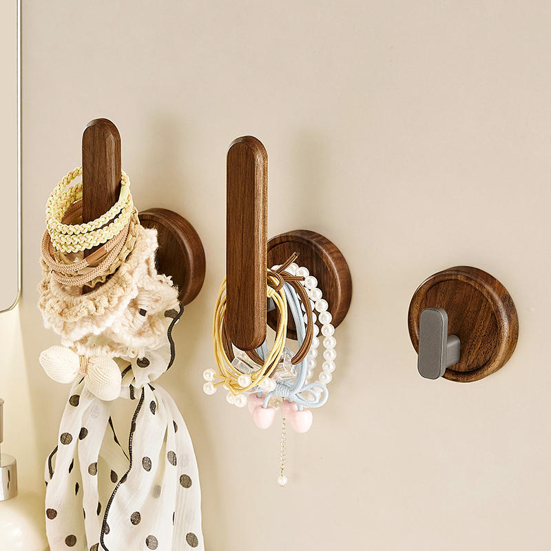 Walnut Hair Tie Jewelry Headband Elastic Band No-Punch Storage Rack Children's Hair Clip Hair Rope Organizer Wall Hook