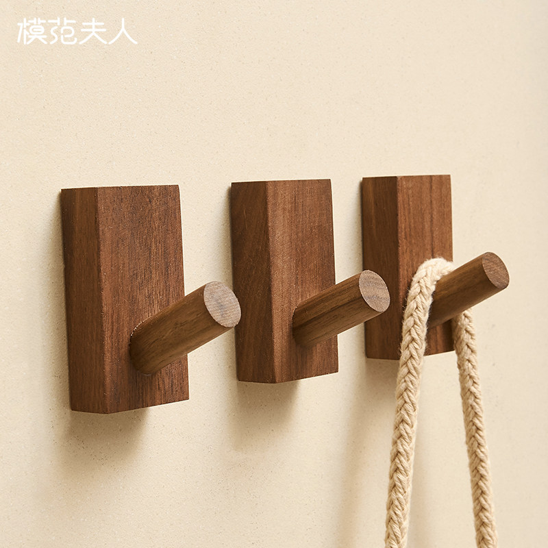 Nordic Wooded Hook Free Punch Creative Genguan Wall Wall-mounted Fitting Clothe Hood Hook Door Rear Hangover Hook Door Rear Hanger Hook Door