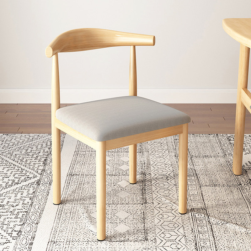 Dining chair backrest stool home bedroom Nordic desk chair modern minimalist dining room imitation solid wood wrought iron horn chair