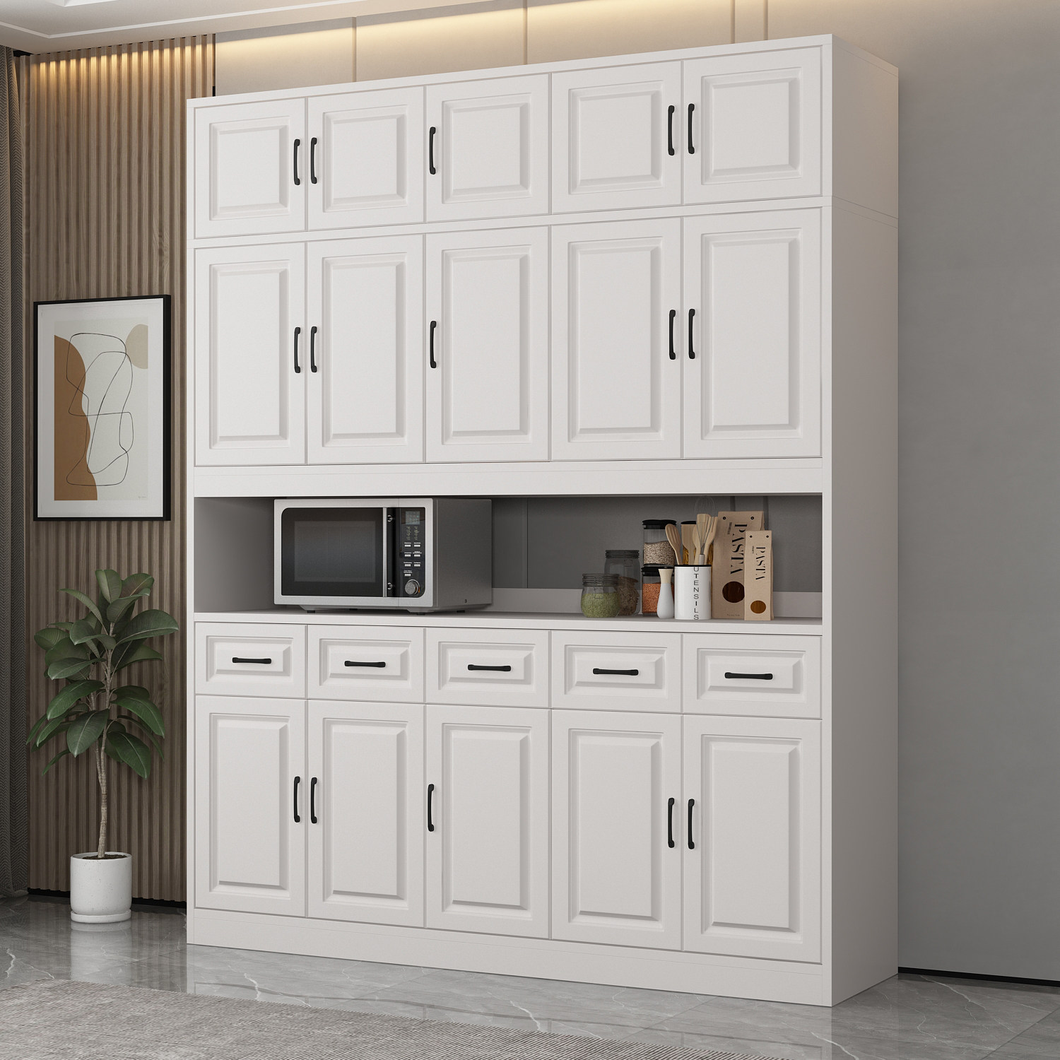 Thickened backboard free delivery Nordic minimalist dining cabinet integrated against the wall wine cabinet kitchen bowl cabinet dining room tea cabinet