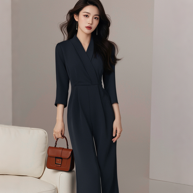 High-End Textured Drape Wide-Leg Slim-Fit Jumpsuit 2026 New Autumn High-Waisted Casual Base Layer Women's Clothing D0524