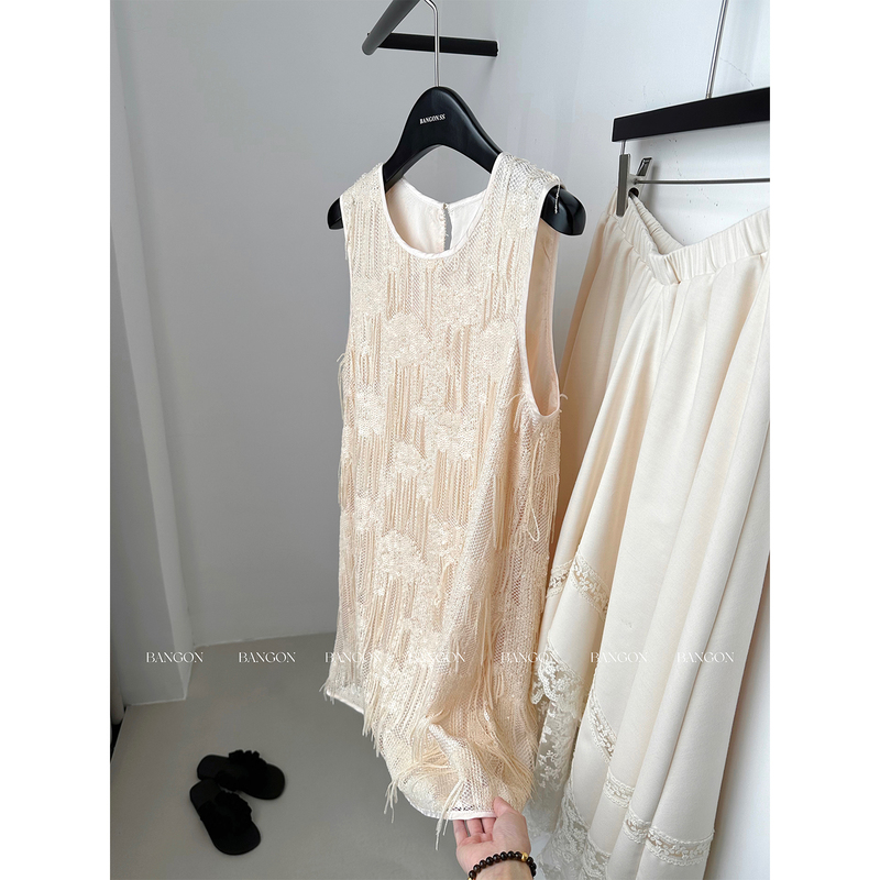 Bangon ins New Chinese-Style Tassel Heavy Embroidery Dress 2026 New Model Elegant Gentle Style Versatile Short Skirt