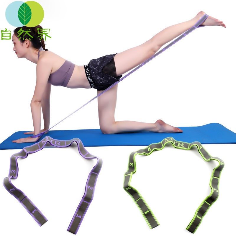 Male and female elastic band pull open shoulder opening pull rib yoga with fitness band resistance band stretch shoulder with practice stretch