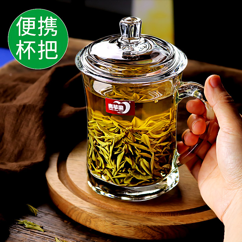Lead-free heat-resistant glass with lid thick brewed tea cup belt put tea cup home office cup can