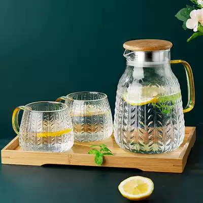 Cold kettle glass household transparent heat-resistant high temperature cold boiling water cup cool teapot cup set Nordic Super capacity