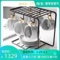 ZPPSN Eurostyle Small Lavish Sketching Phnom Penh Coffee Cup Disc Suit Marble Tattoo Ceramic Home Afternoon Teacup Furniture