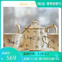 ZPPSN Coffee Cup Saucepan Style Light Lavish Sketch Gold Palace Retro Wind Teapot Lower Afternoon Tea Home Living Room Cup