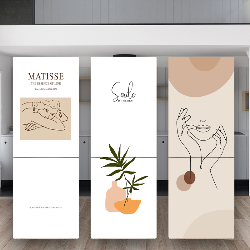 Modern Nordic refrigerator stickers full stickers decorative stickers waterproof self-adhesive creative renovation wardrobe stickers removable wall stickers